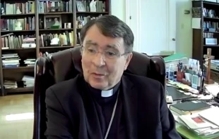 Archbishop Christophe Pierre, apostolic nuncio to the United States, addresses the July 28 online panel hosted by Georgetown University's Initiative on Catholic Social Thought and Public Life Initiative on Catholic Social Thought and Public Life